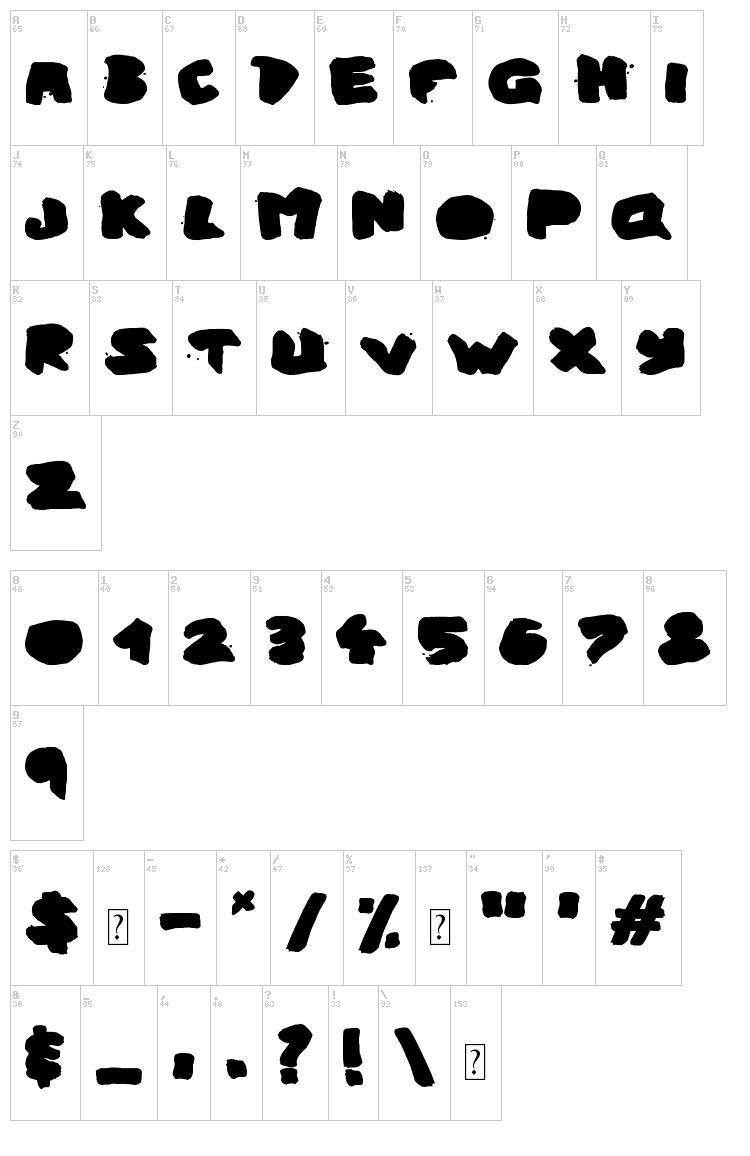 Urban Ghost font map